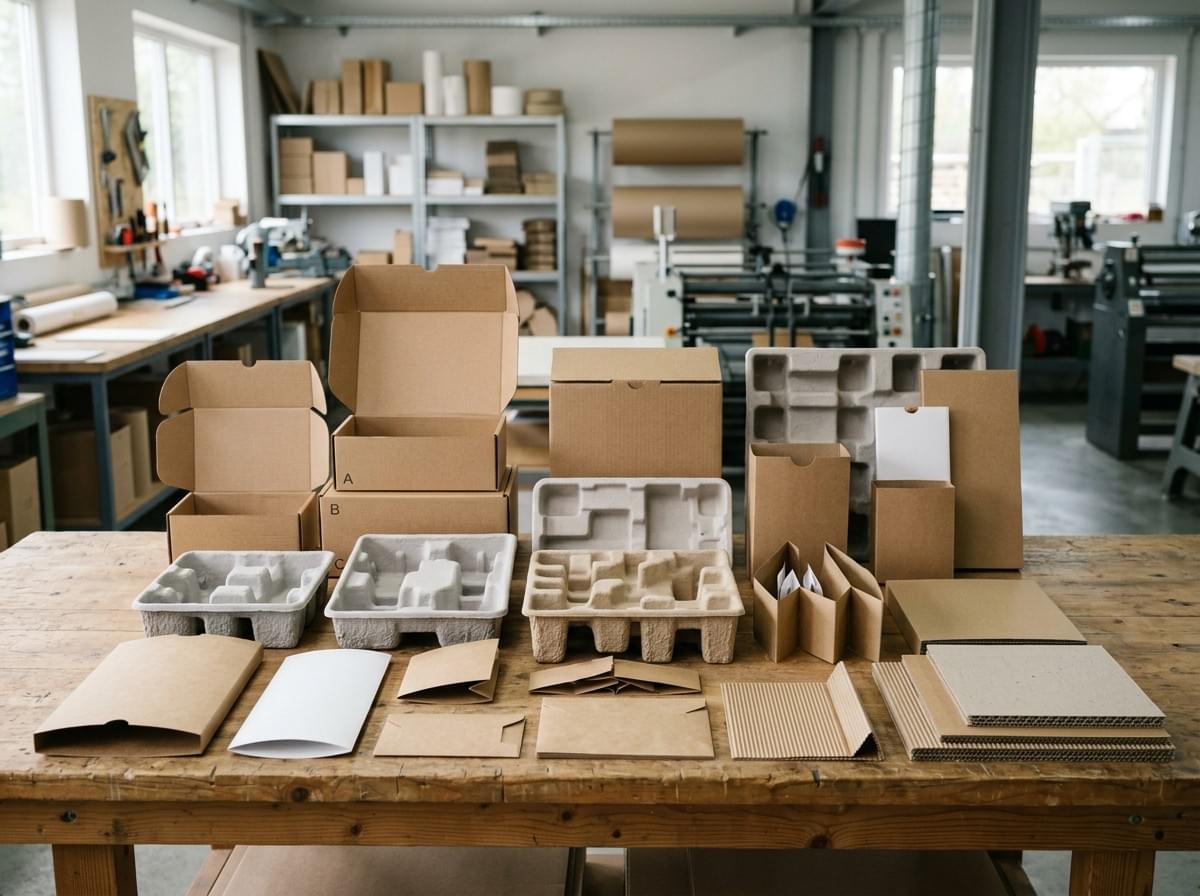 Plastic-free paper packaging with molded pulp and paperboard inserts Plastic-free paper packaging with molded pulp and paperboard inserts