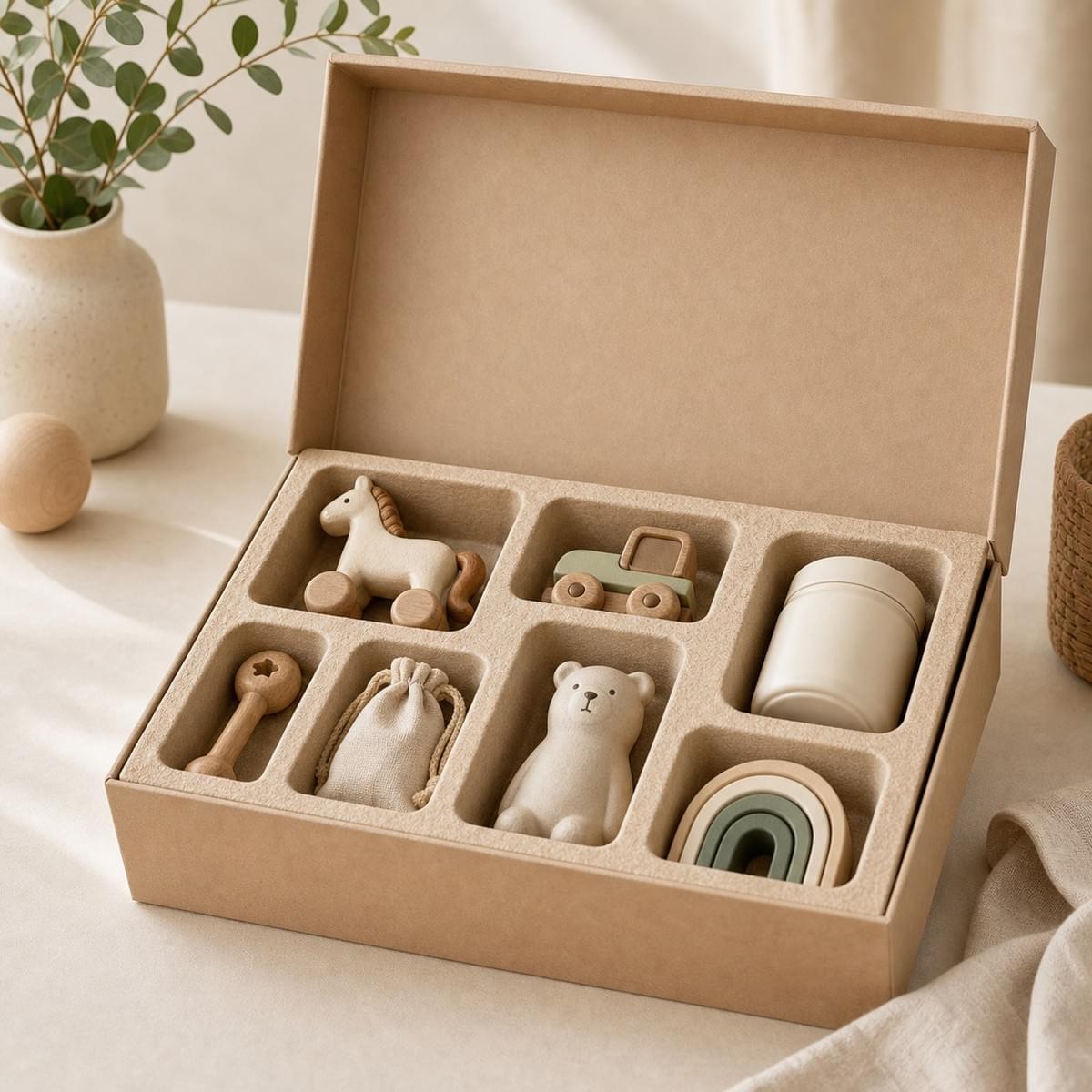 Molded pulp insert tray for eco-friendly toy and gift box packaging Molded pulp insert tray for eco-friendly toy and gift box packaging