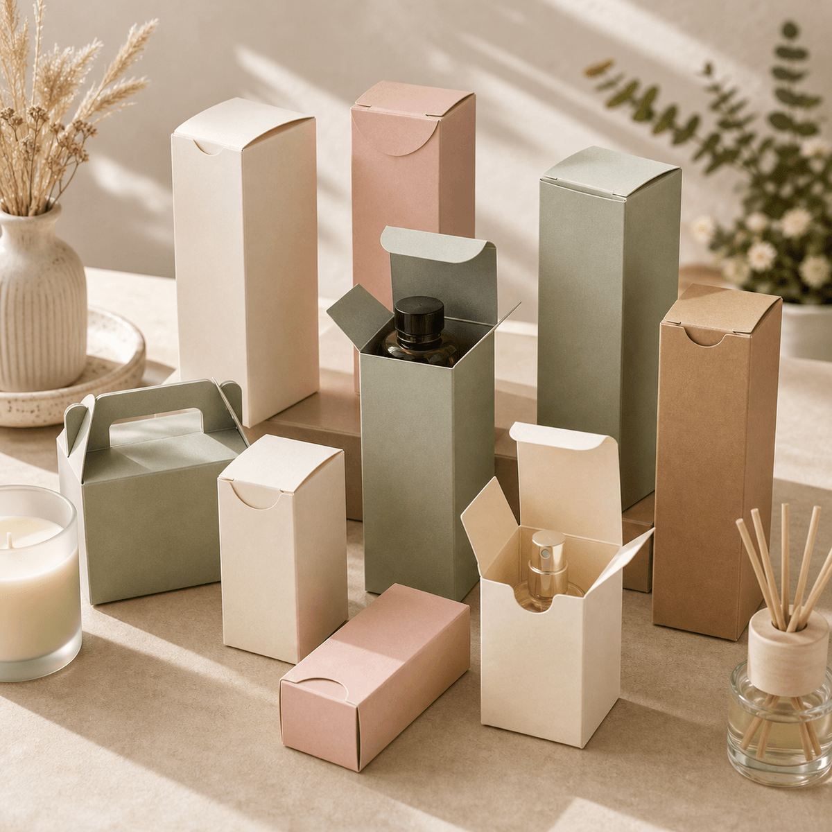 Custom folding fragrance packaging boxes for perfume, home scents, and candle products Custom folding fragrance packaging boxes for perfume, home scents, and candle products