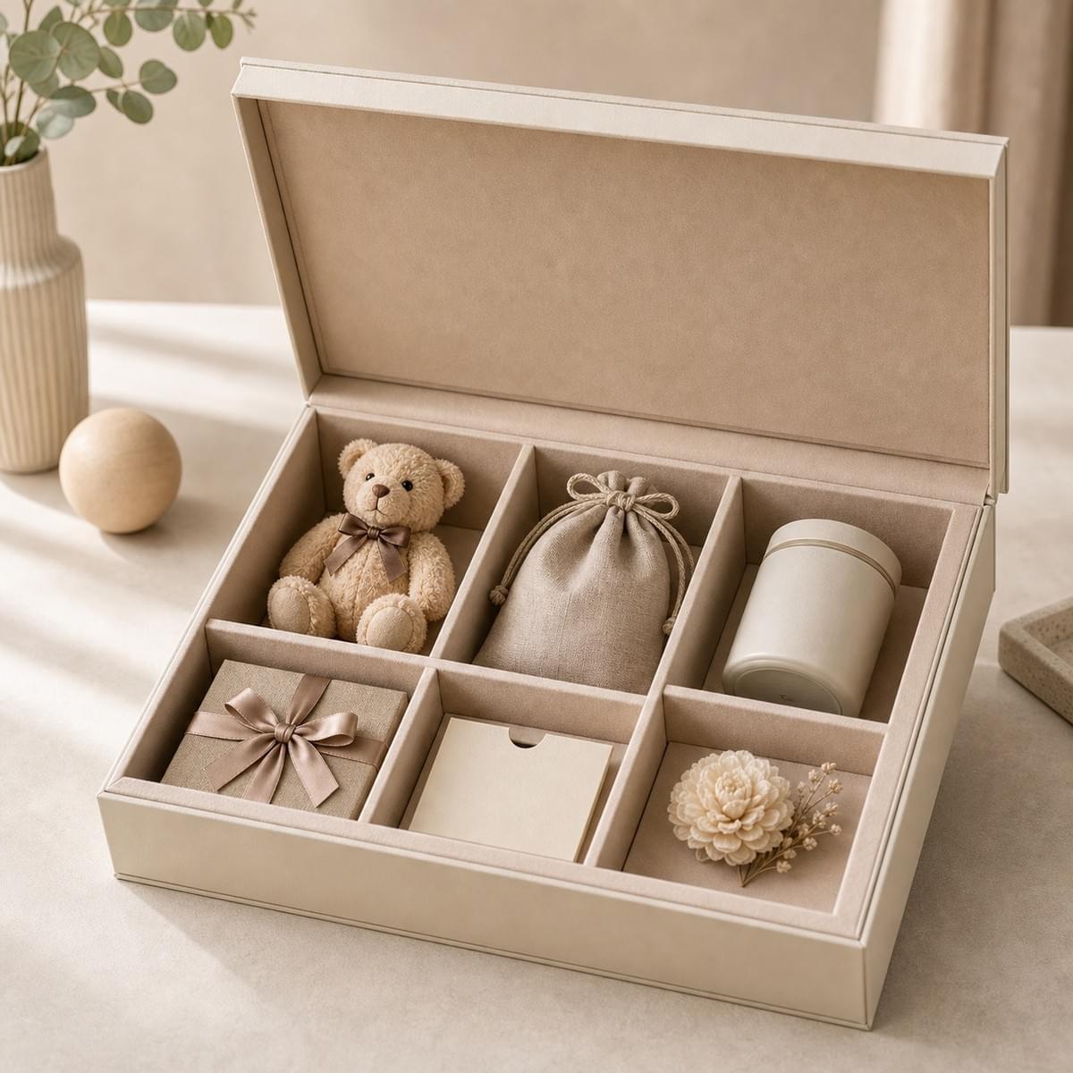 Partition compartment insert for multi-piece gift sets with organized product layout Partition compartment insert for multi-piece gift sets with organized product layout