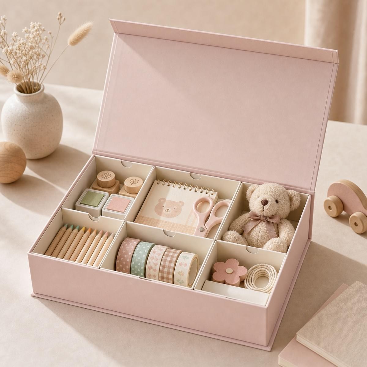 Custom paperboard insert layout for stationery gifts craft kits and lightweight toy packaging Custom paperboard insert layout for stationery gifts craft kits and lightweight toy packaging