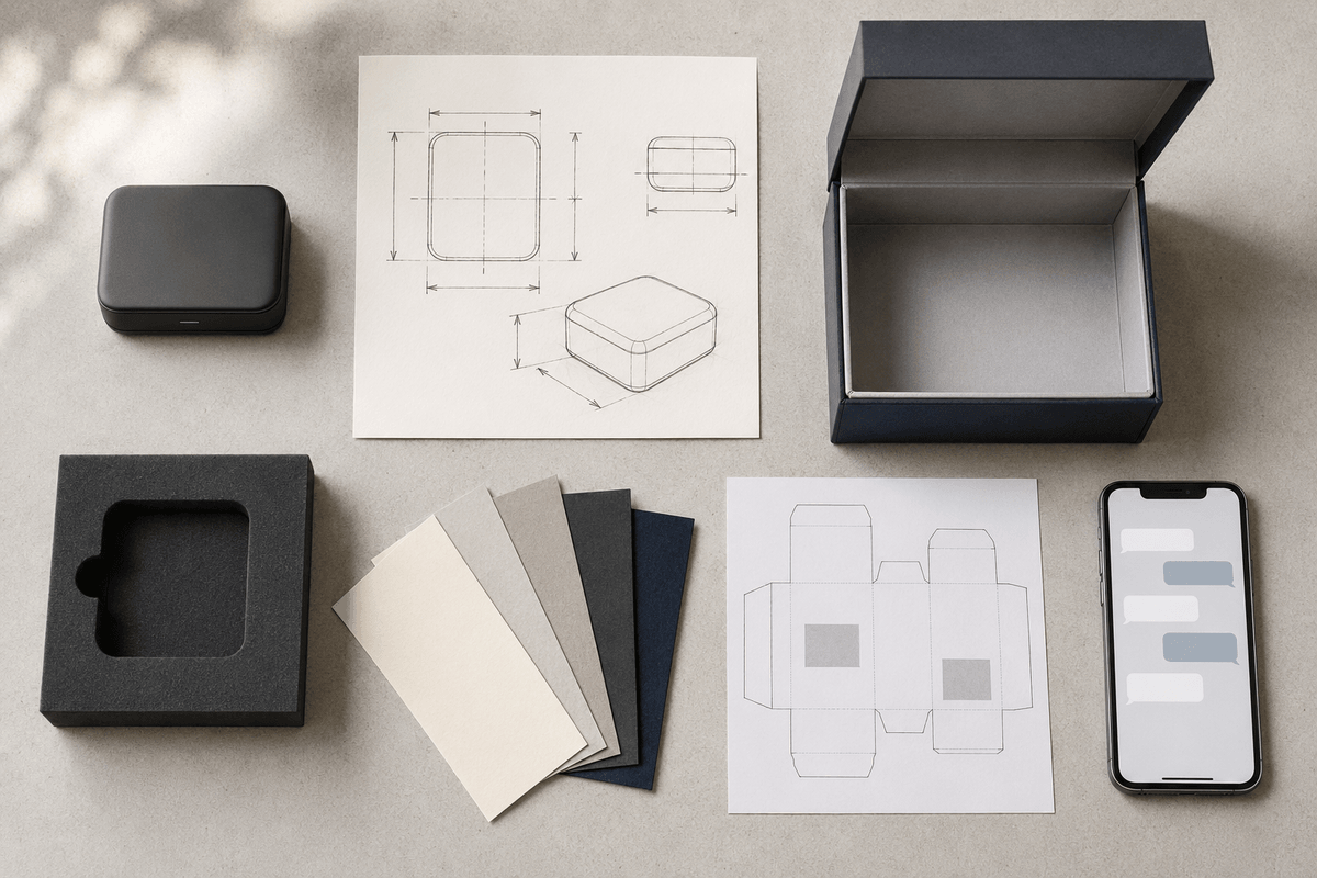 Product dimensions box reference insert details and destination prepared for a rigid box quotation Product dimensions box reference insert details and destination prepared for a rigid box quotation