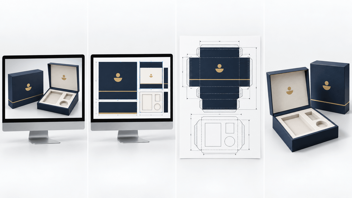 AI reference image, editable artwork, confirmed dieline and physical packaging sample AI reference image, editable artwork, confirmed dieline and physical packaging sample