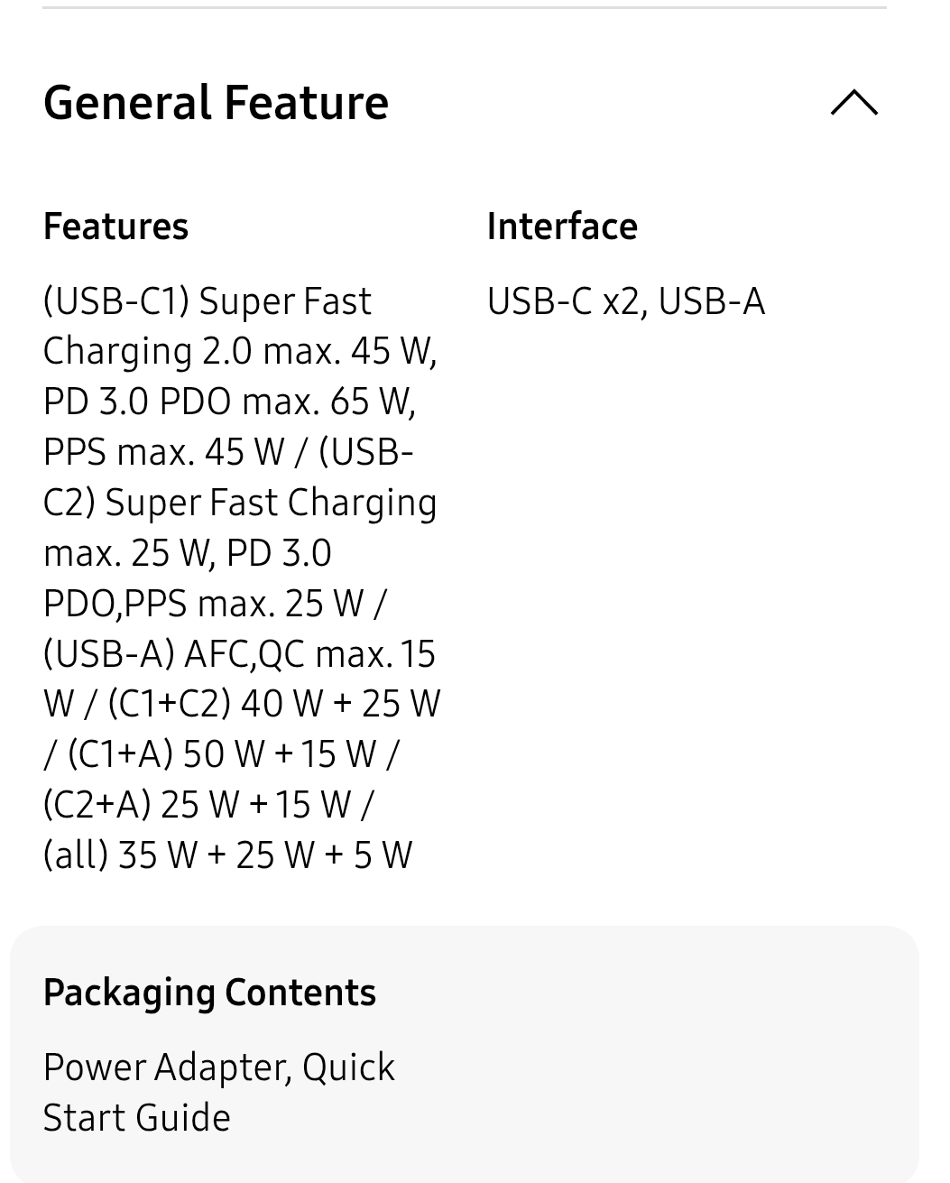 SAMSUNG GALAXY CHARGER 65W TRIO