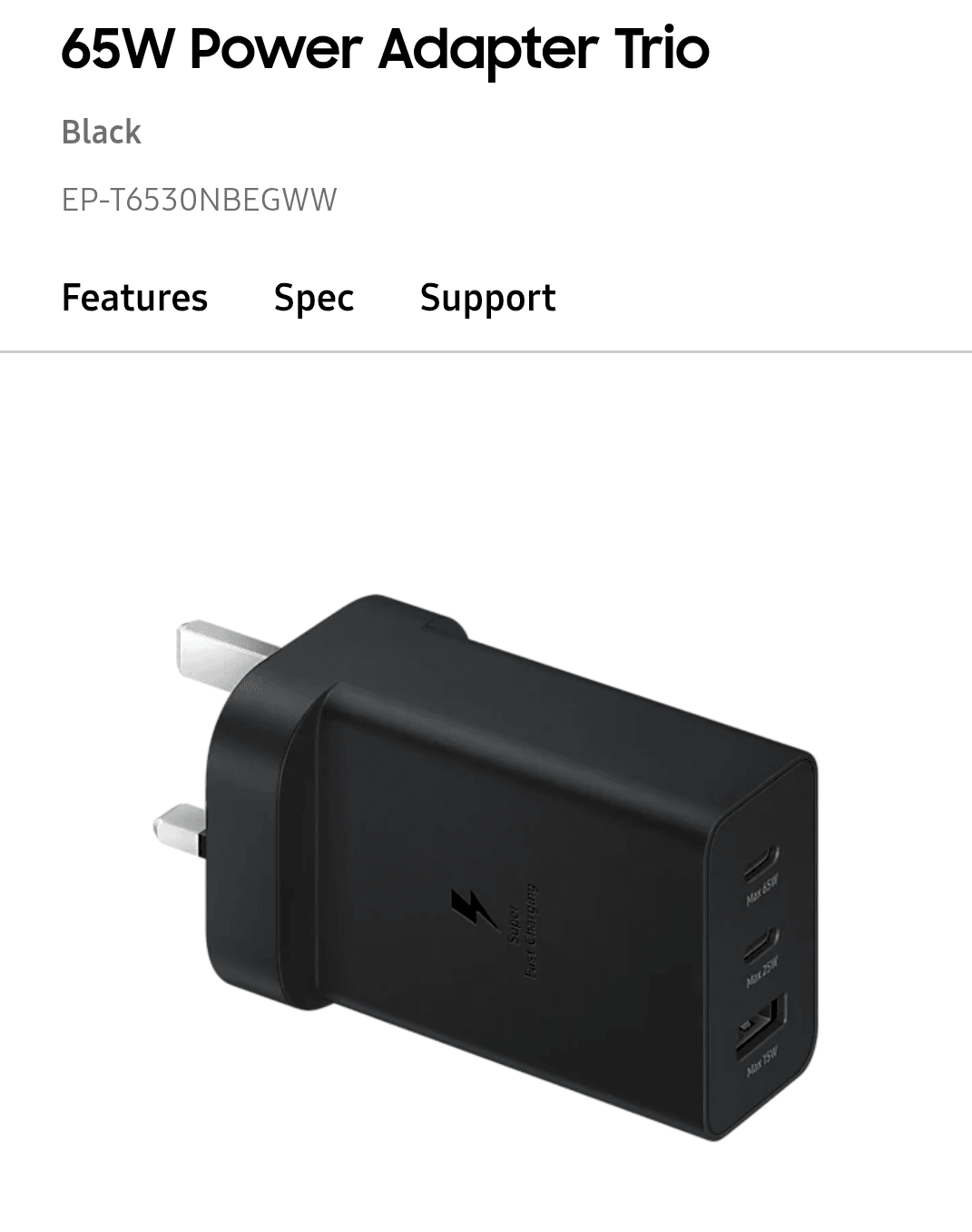 SAMSUNG GALAXY CHARGER 65W TRIO