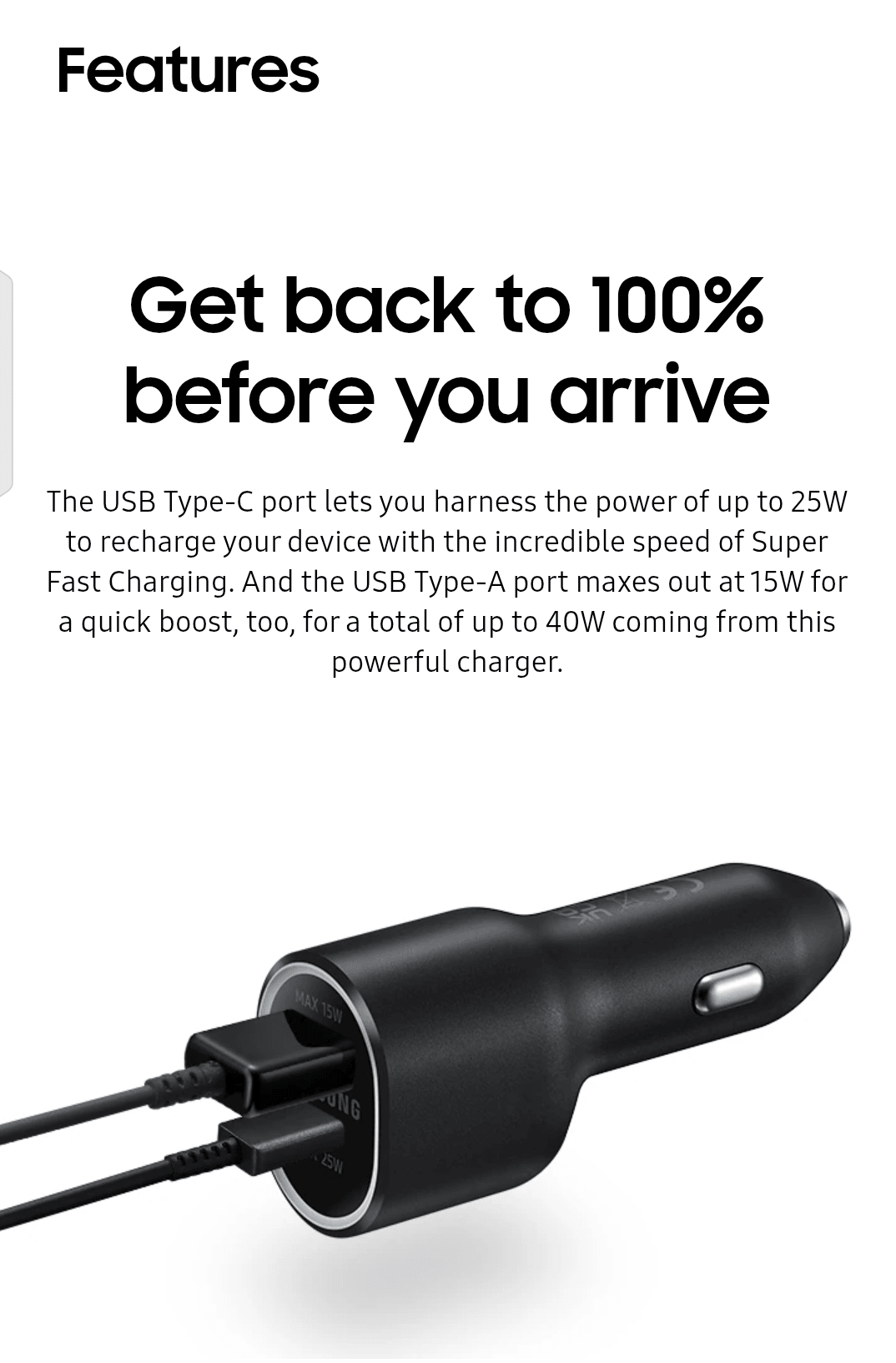 SAMSUNG CAR SUPER FAST CHARGER