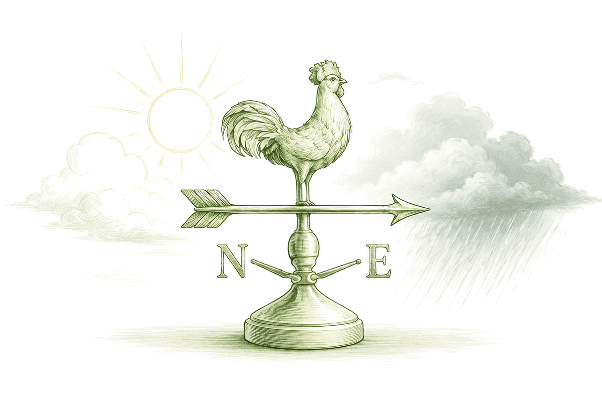 Weather vane representing market changes, risks and uncertainty. Weather vane representing market changes, risks and uncertainty.