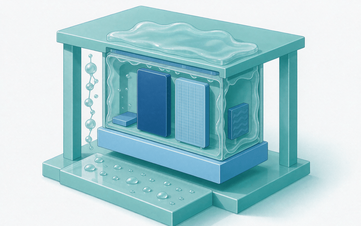Open power module with silicone gel and water vapor molecules seeping in