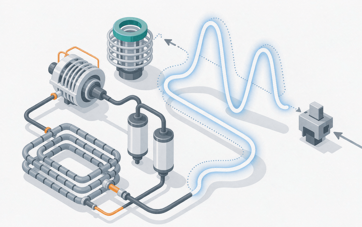 Cable, bus capacitors and windings forming a resonant loop with an oscillating wave