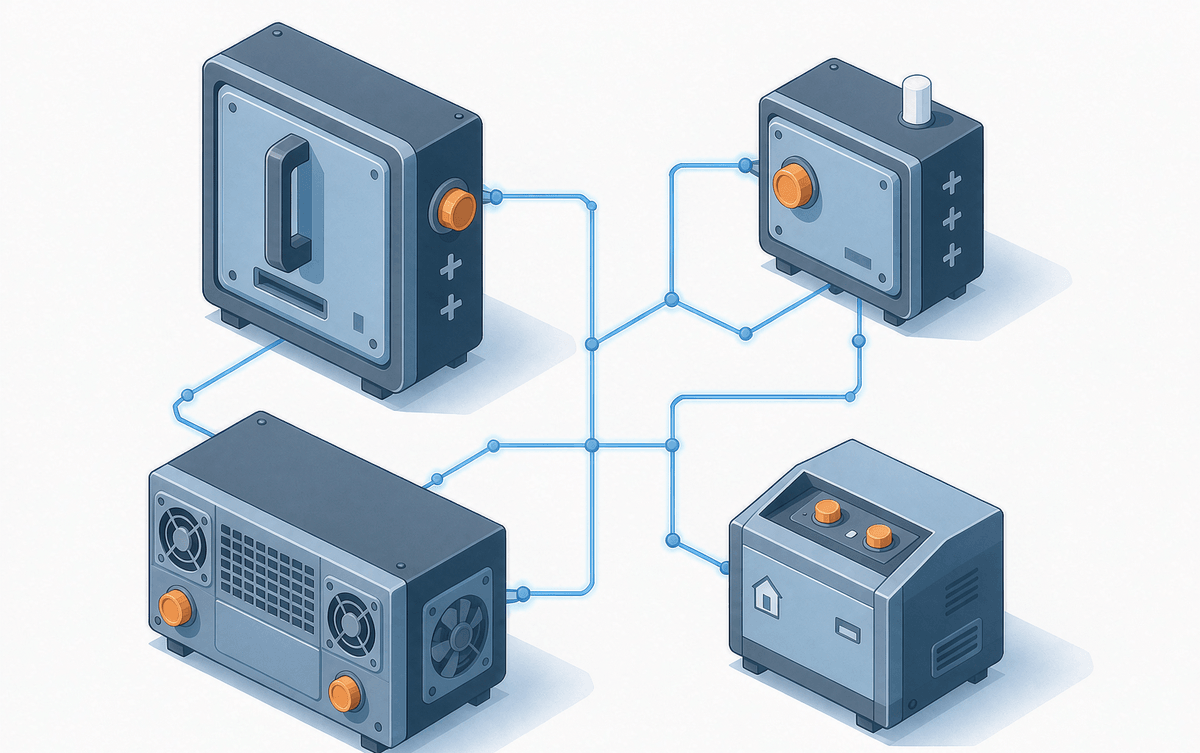 EV charger, solar inverter, motor drive and home appliance connected by power lines