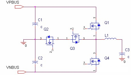 Schematic diagram of three-level "T" shaped circuit Schematic diagram of three-level "T" shaped circuit