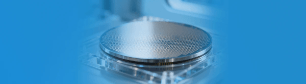 There is a wafer on a blue background. There is a wafer on a blue background.