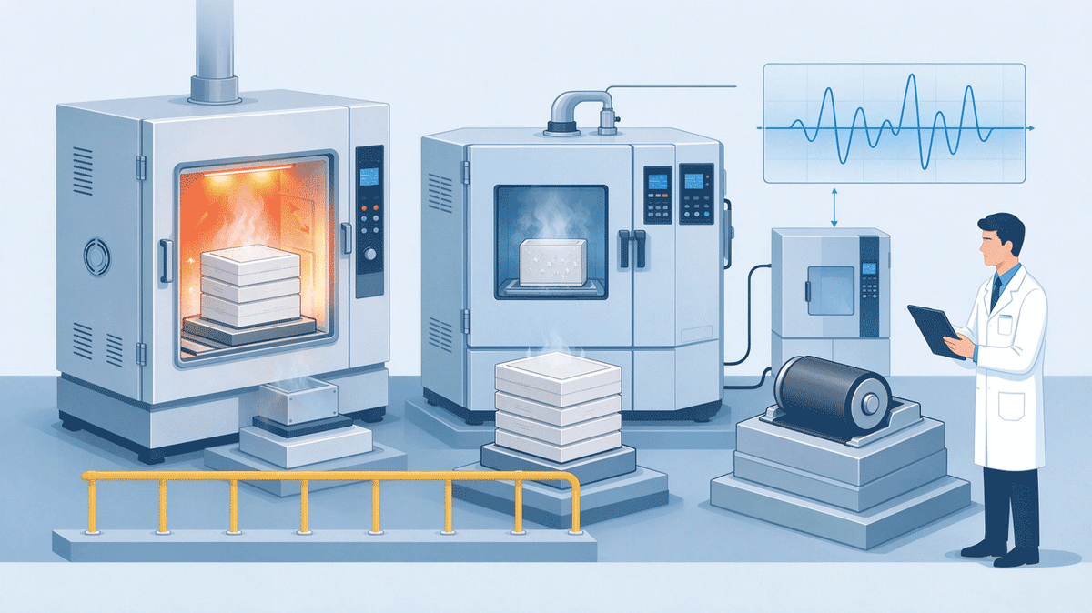 A flat illustration representing the high-temperature and low-temperature testing experiment A flat illustration representing the high-temperature and low-temperature testing experiment