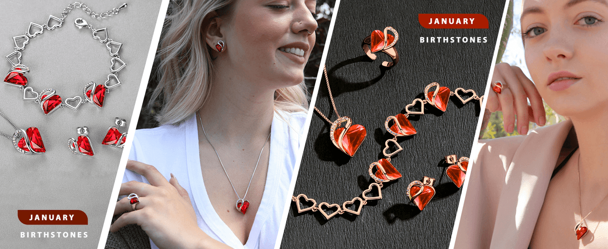 Leafael Valentine's Day gift necklace, women's style, with an infinity heart birthstone crystal pend