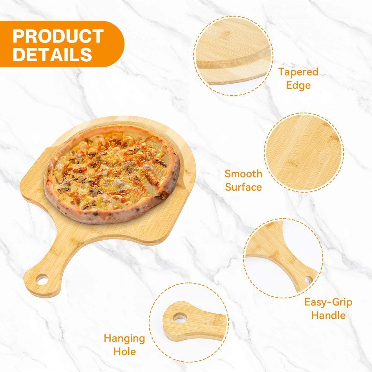 Bamboo Pizza Peel Premium Wooden Pizza Board Paddle With Handle For Baking