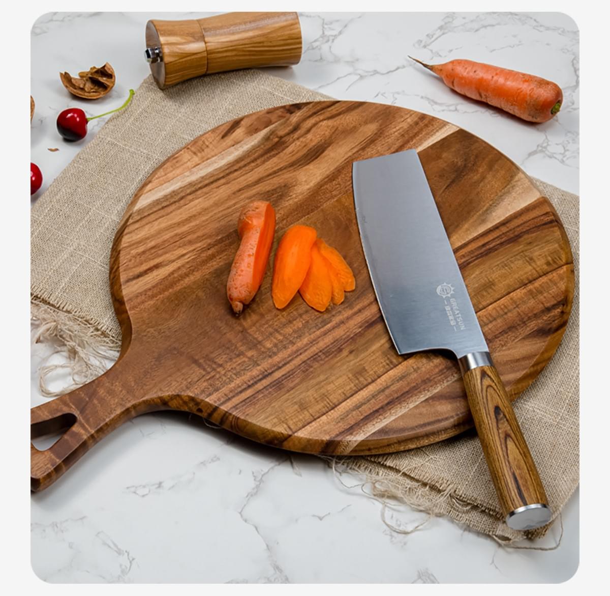 Pizza board pizza cutter steak tray acacia wood cutting board round thickened baked with handle