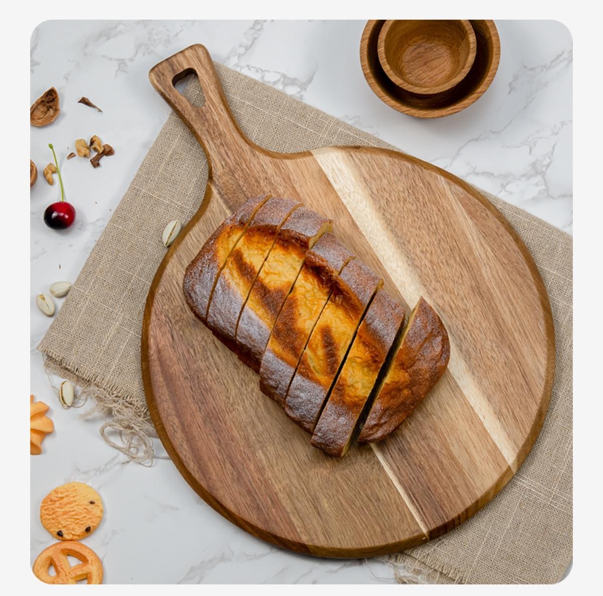 Pizza board pizza cutter steak tray acacia wood cutting board round thickened baked with handle