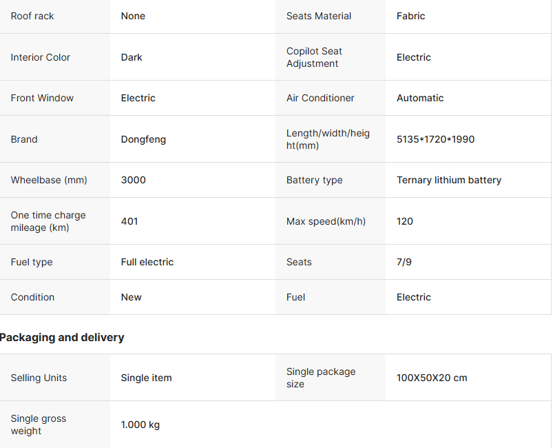 Dongfeng M5 MPV Electric Mini Car EEC Direct Manufacturer 401km Charge Mileage Lithium Camera-for Ca