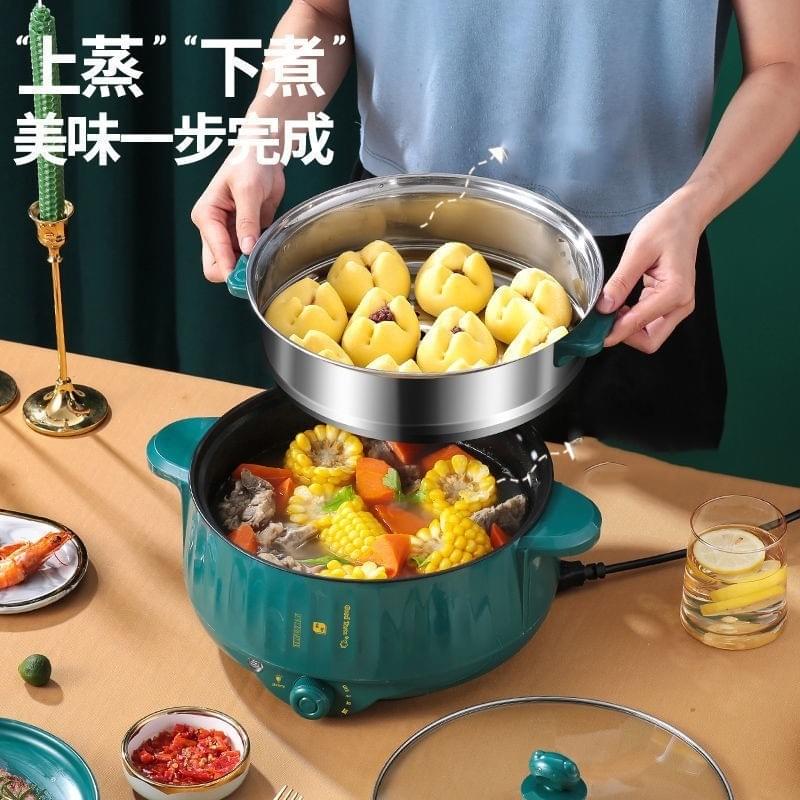 Nồi Lẩu Điện MADELI Đa Năng 28cm Công Suất 1000W Kèm Xửng Hấp Inox Dung Tích 4L ĐA ZI NĂNG