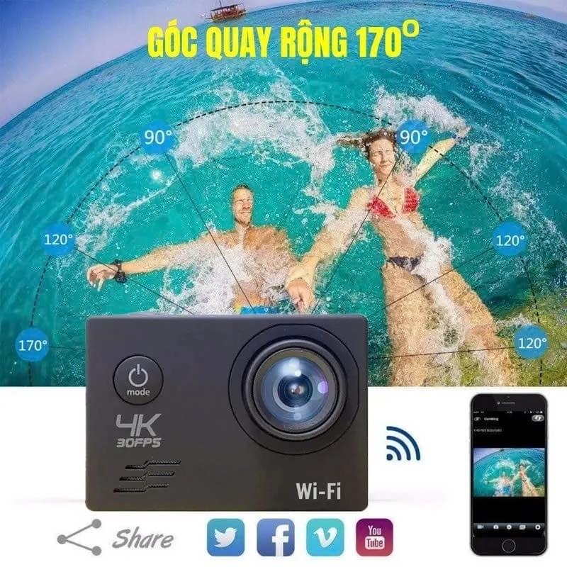 Camera hành trình 4K Chống rung, Chống nước, Camera đi phượt gắn trên xe máy, Ô tô, Mũ bảo hiểm