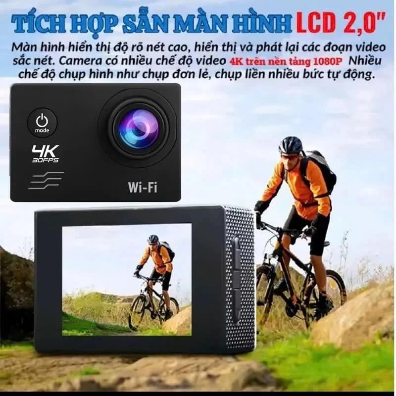 Camera hành trình 4K Chống rung, Chống nước, Camera đi phượt gắn trên xe máy, Ô tô, Mũ bảo hiểm