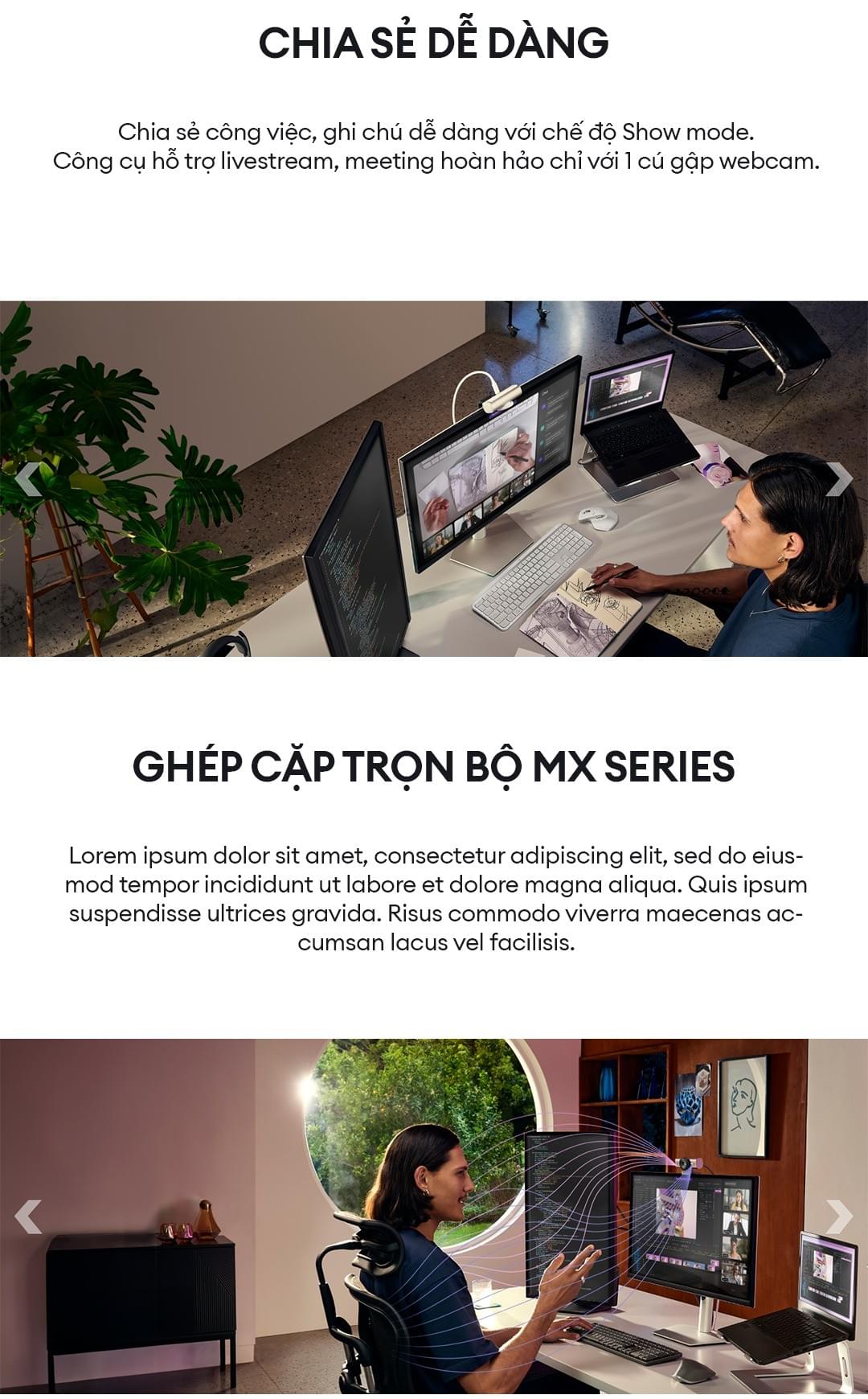 Webcam Logitech MX BRIO Ultra HD 4K - Hội họp & truyền trực tuyến, Mic kép giảm ồn, Show Mode, USB-C