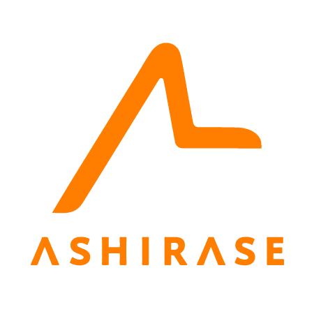 株式会社Ashiraseのロゴ。オレンジ色で、歩く足の様子がデザインされている。 株式会社Ashiraseのロゴ。オレンジ色で、歩く足の様子がデザインされている。