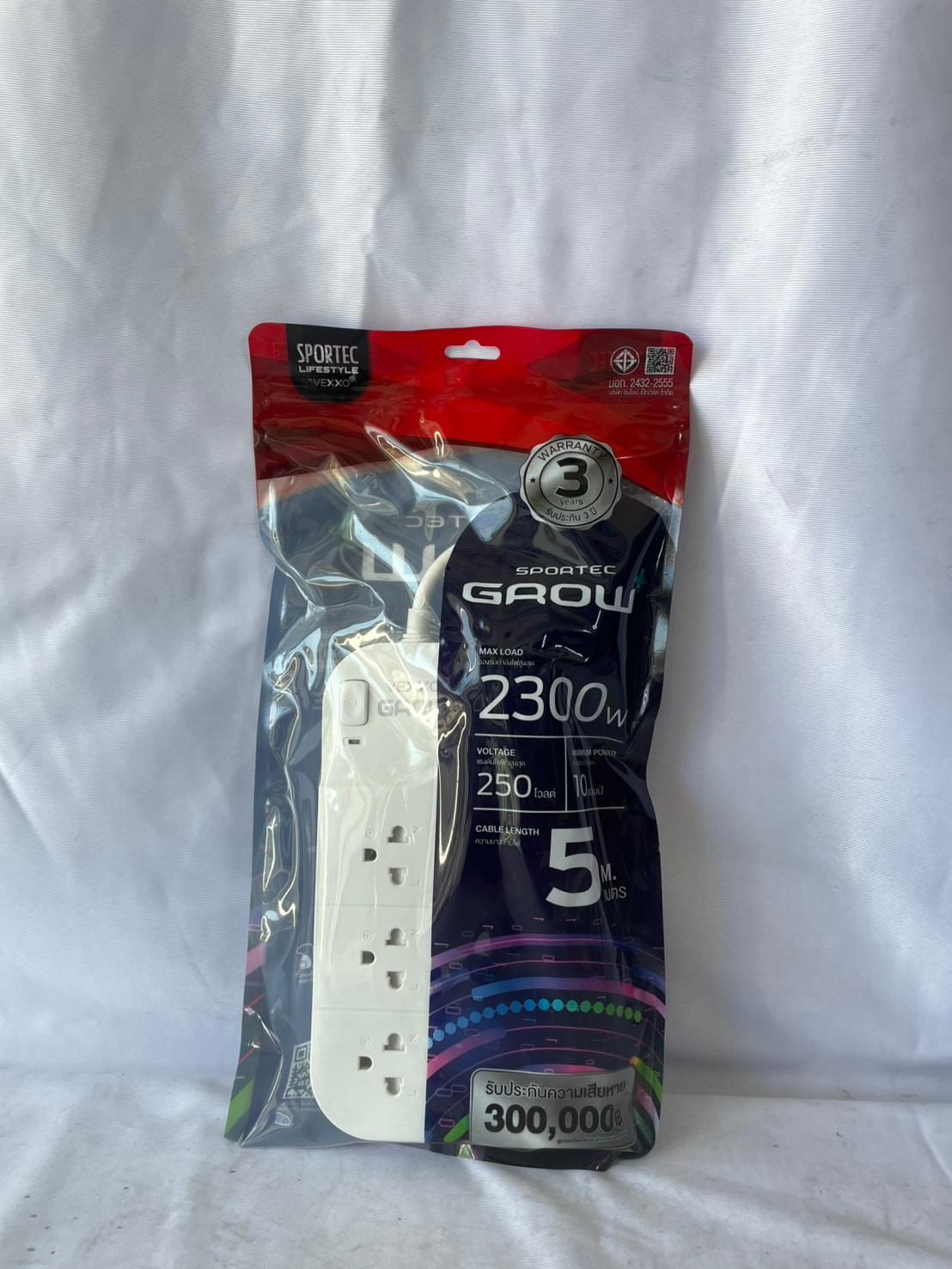 สินค้า,รายละเอียด ปลั๊กสปอร์ตก์ปลั๊ก 1สวิตช์ 3ช่อง สีขาว 5เมตร,FSSTVB-VGO1-1302 (20)