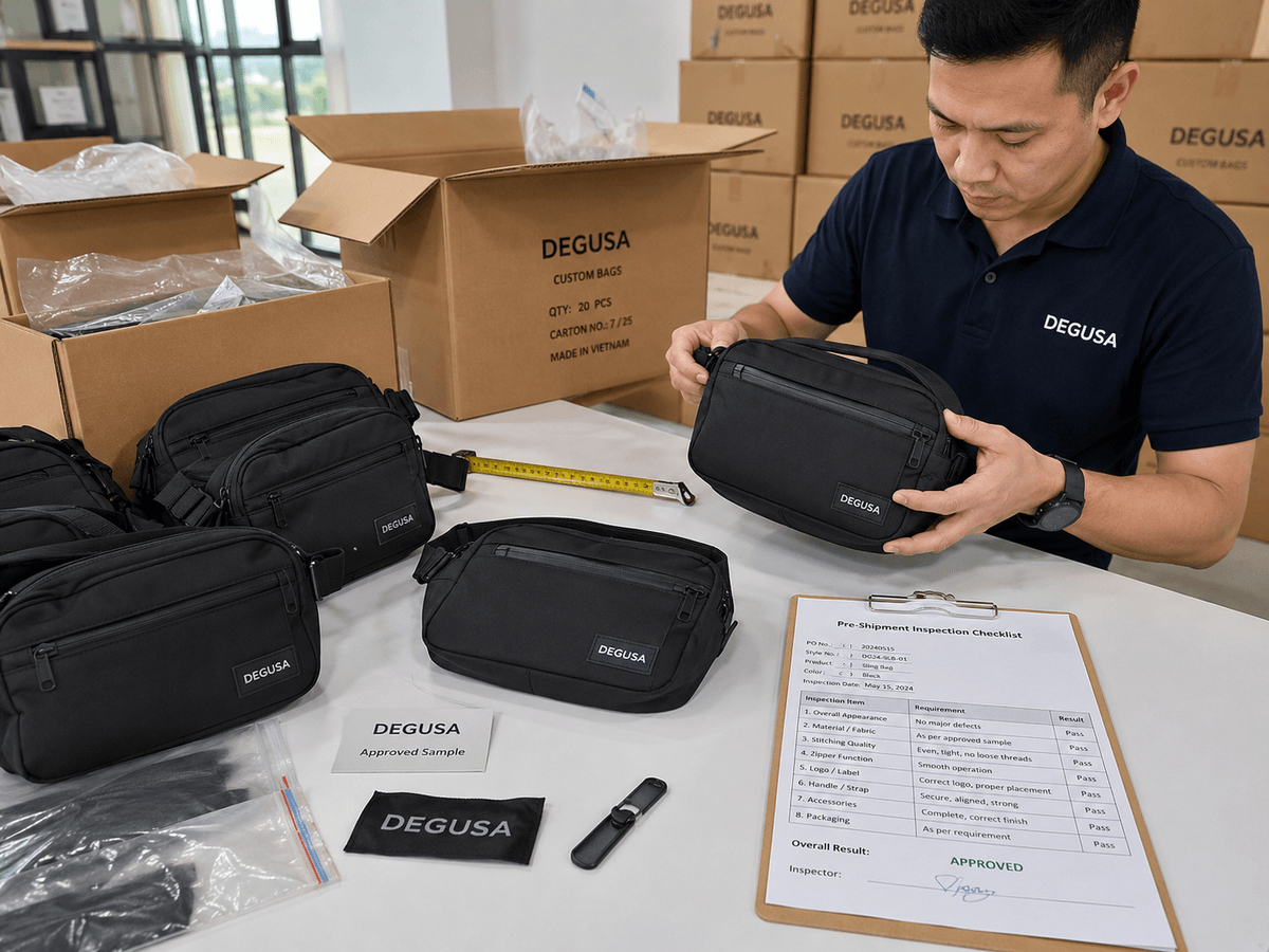 Pre-shipment inspection for custom bags before delivery Pre-shipment inspection for custom bags before delivery