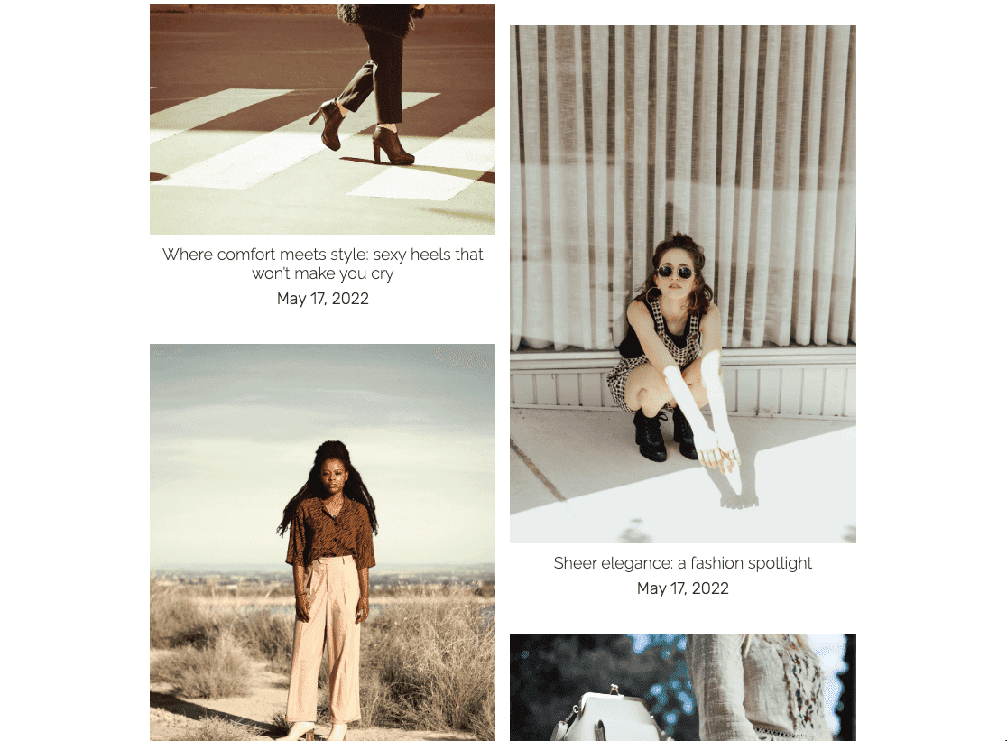Plantilla de blog "Look de hoy" de Strikingly Plantilla de blog "Look de hoy" de Strikingly