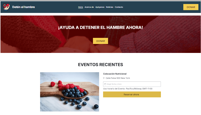 Plantilla para detener el hambre de Strikingly Plantilla para detener el hambre de Strikingly
