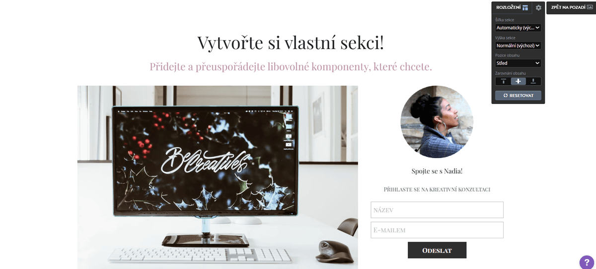 Vytvořte si vlastní sekci pomocí Strikingly Vytvořte si vlastní sekci pomocí Strikingly