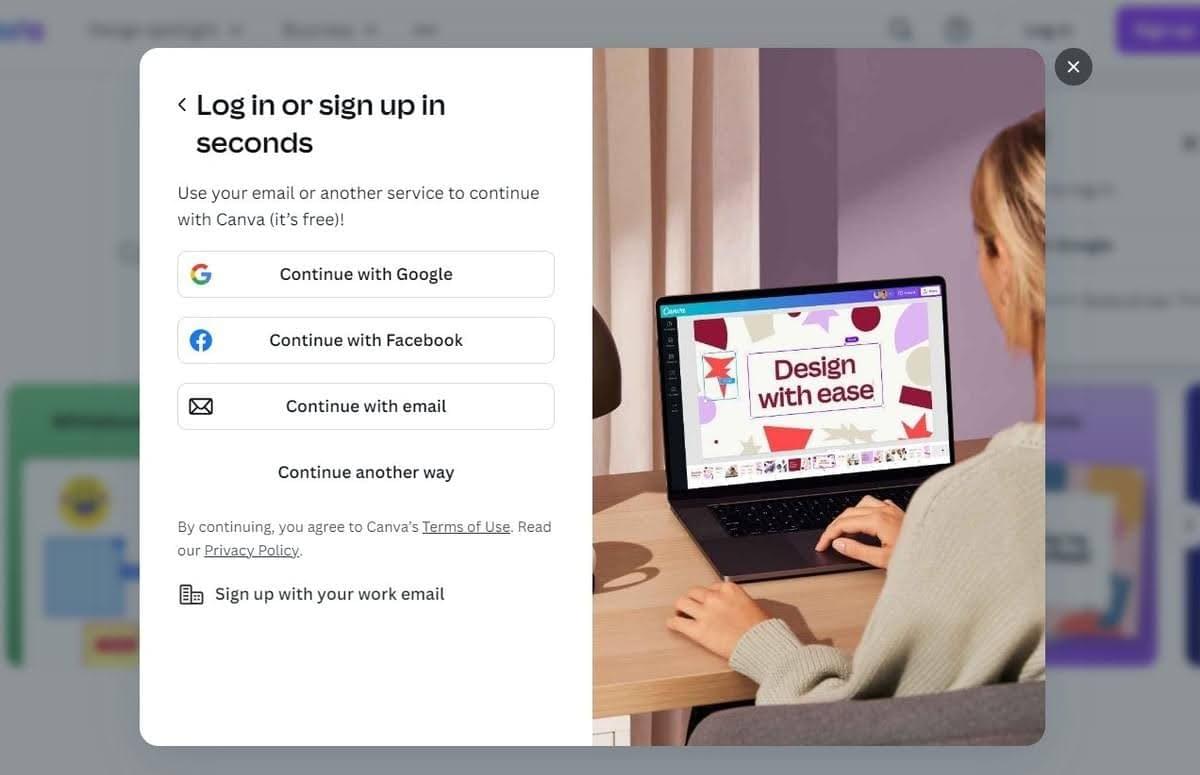 Página de destino de Canva Página de destino de Canva