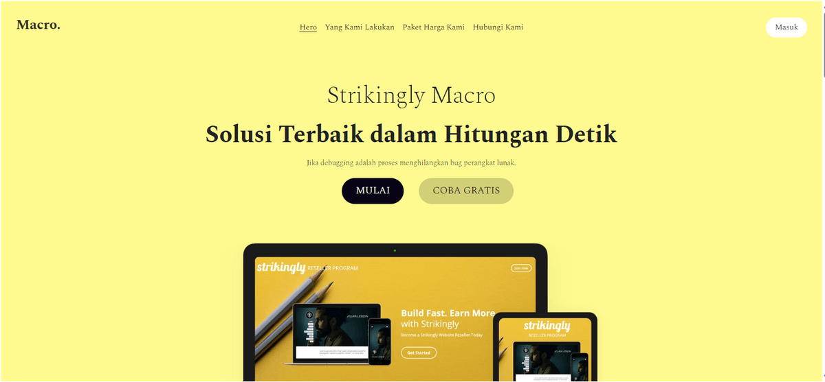 Template Makro dari Strikingly Template Makro dari Strikingly