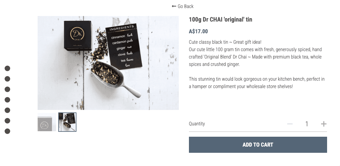 Descripción del producto Dr. Chai Tea Descripción del producto Dr. Chai Tea