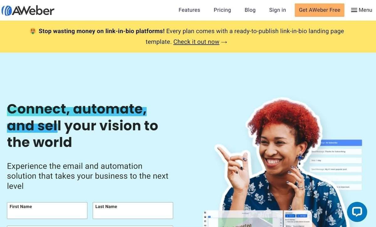 Página de destino de Aweber Página de destino de Aweber