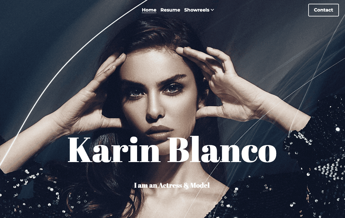 Templat Portofolio Pemodelan Karin Blanco dari Strikingly Templat Portofolio Pemodelan Karin Blanco dari Strikingly