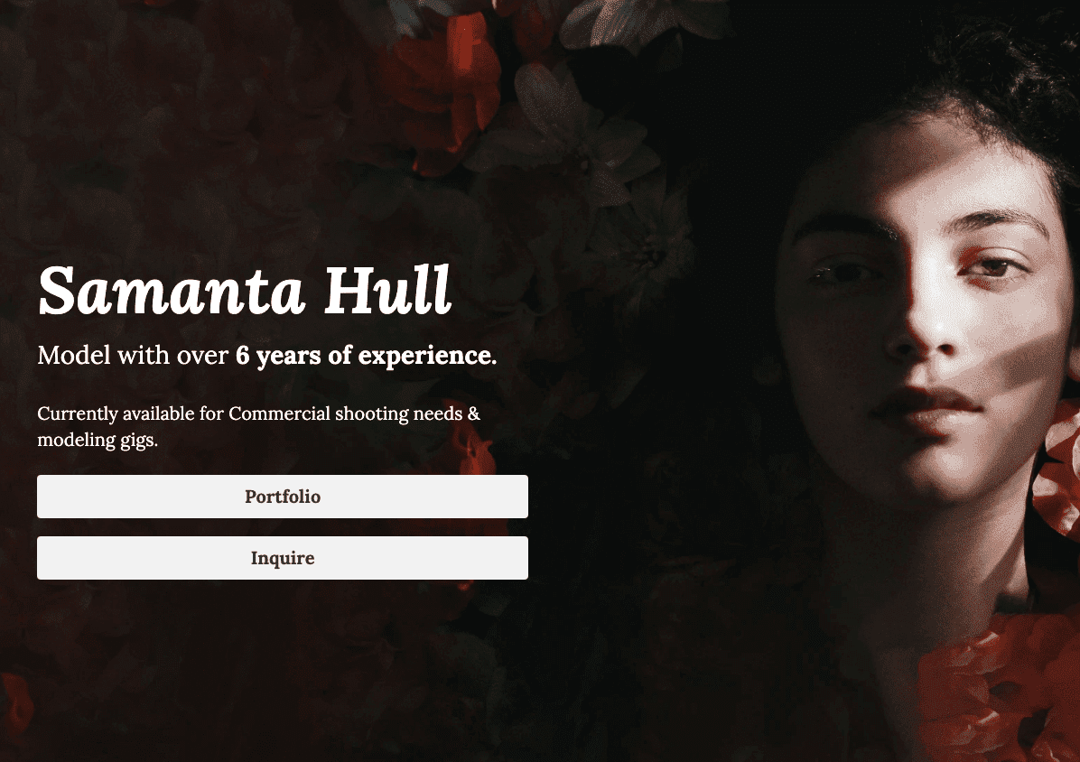 Templat Portofolio Pemodelan Samantha Hull dari Strikingly Templat Portofolio Pemodelan Samantha Hull dari Strikingly