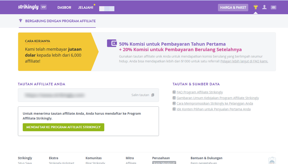 Halaman Pendaftaran Program Affiliate Strikingly Halaman Pendaftaran Program Affiliate Strikingly