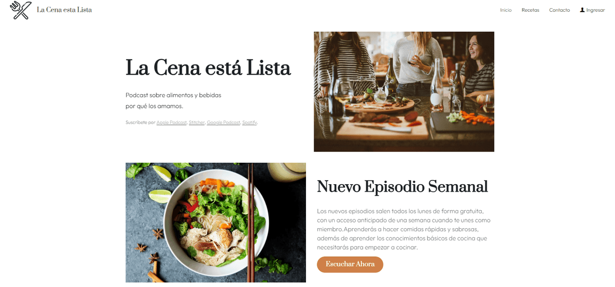 Plantilla de "La cena está lista" de Strikingly Plantilla de "La cena está lista" de Strikingly