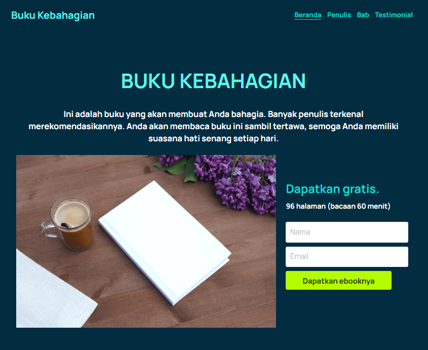 Trik Psikologis: Teknik Kaki di Pintu yang digunakan pada Template HappyBook dari Strikingly Trik Psikologis: Teknik Kaki di Pintu yang digunakan pada Template HappyBook dari Strikingly