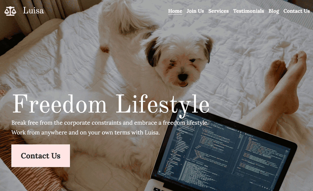 Plantilla de estilo de vida libre de Strikingly Plantilla de estilo de vida libre de Strikingly