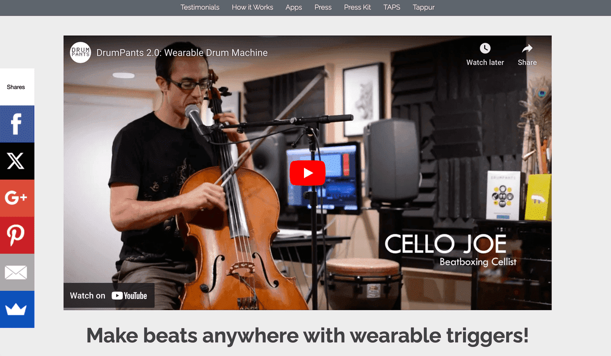 Sitio web de Drumpants con YouTube Sitio web de Drumpants con YouTube