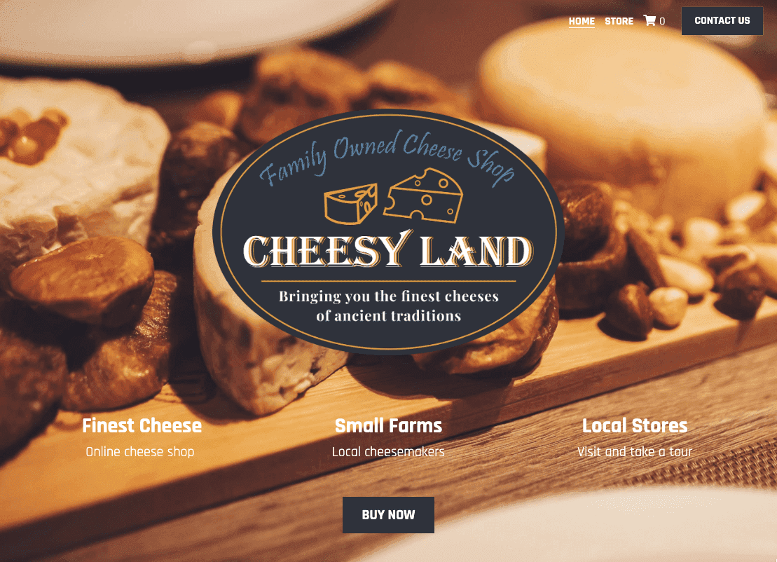 Plantilla de tienda online Cheesy Land de Strikingly Plantilla de tienda online Cheesy Land de Strikingly