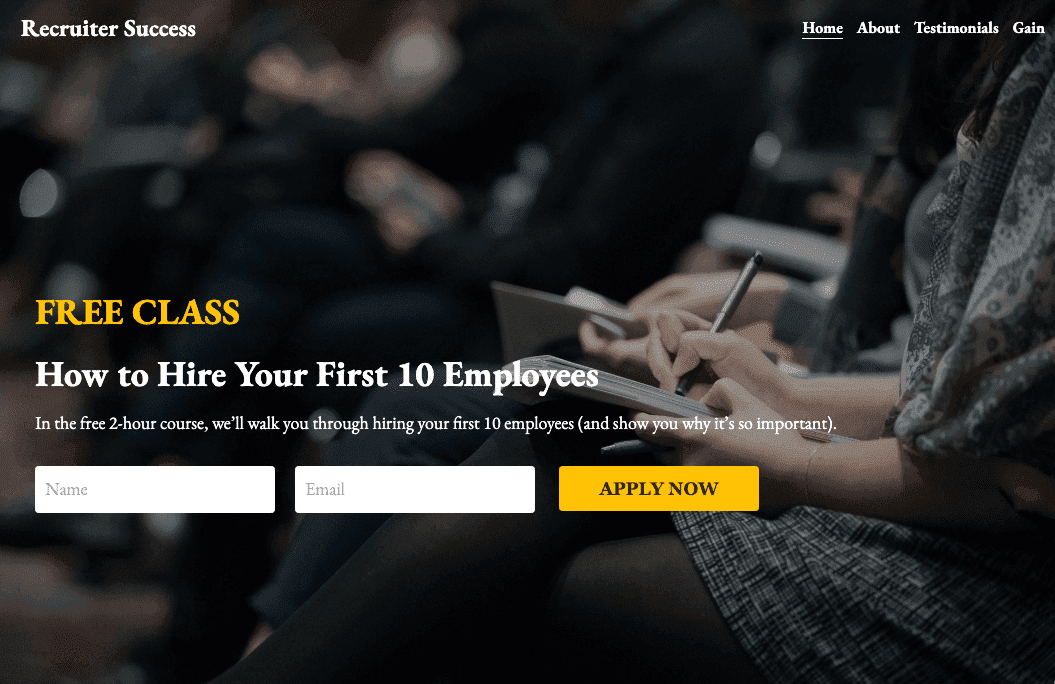 Plantilla de éxito para reclutadores de Strikingly Plantilla de éxito para reclutadores de Strikingly