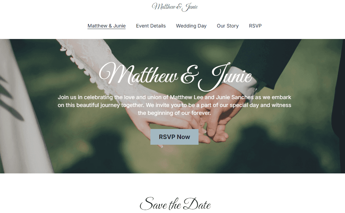 Plantilla de Matthew y Junie de Strikingly Plantilla de Matthew y Junie de Strikingly