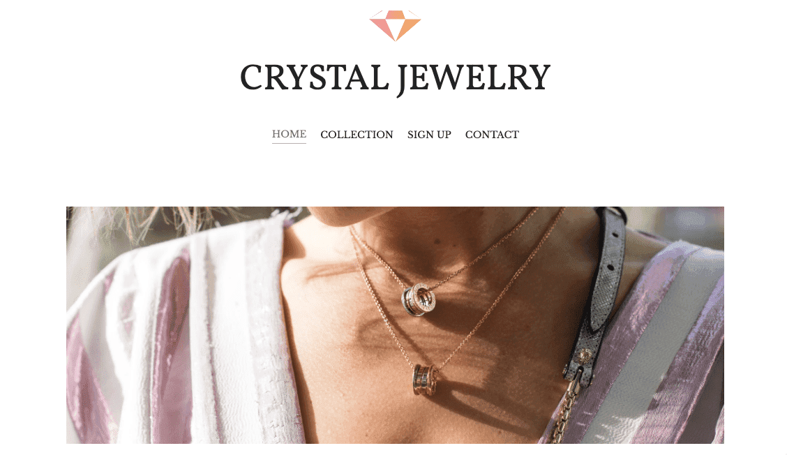 Plantilla de joyería de cristal de Strikingly Plantilla de joyería de cristal de Strikingly