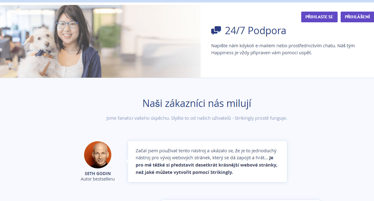 Zákaznická podpora Strikingly se zpětnou vazbou Zákaznická podpora Strikingly se zpětnou vazbou
