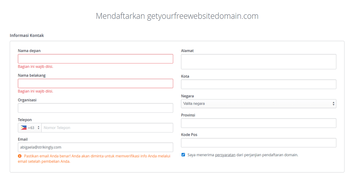 Halaman Pendaftaran Domain Gratis Halaman Pendaftaran Domain Gratis