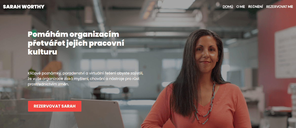 Šablona Sarah Worthy od Strikingly Šablona Sarah Worthy od Strikingly